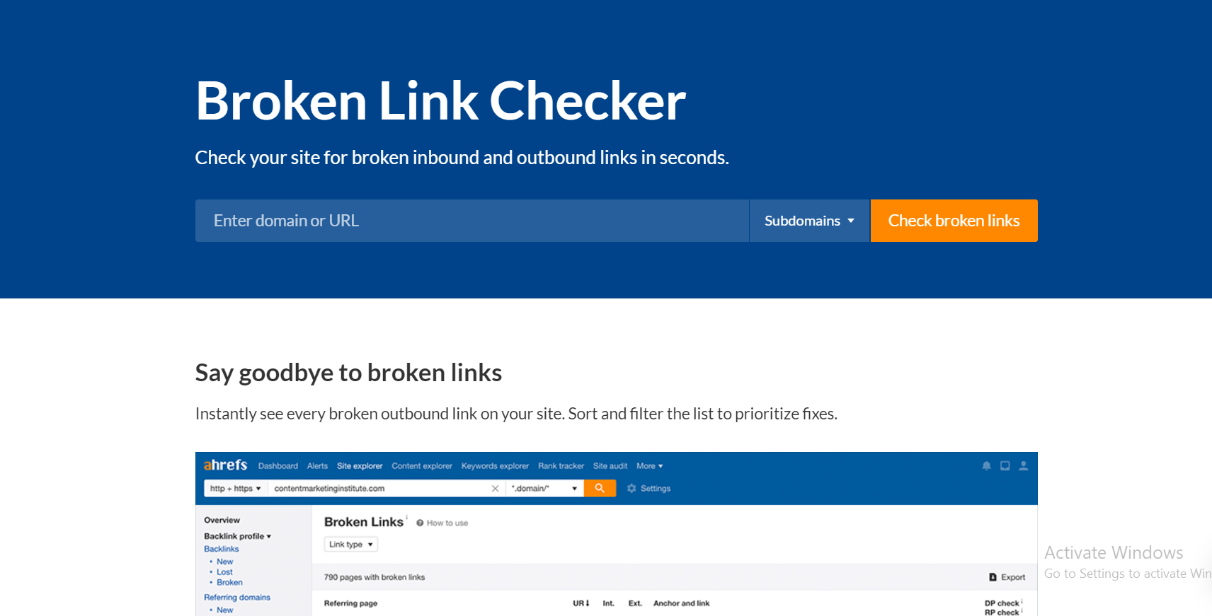 Ahrefs’ Broken Link Checker
